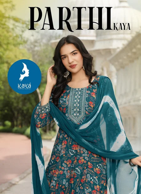 Parthi By Kaya Rayon Printed Kurti With Bottom Dupatta Online Wholesale